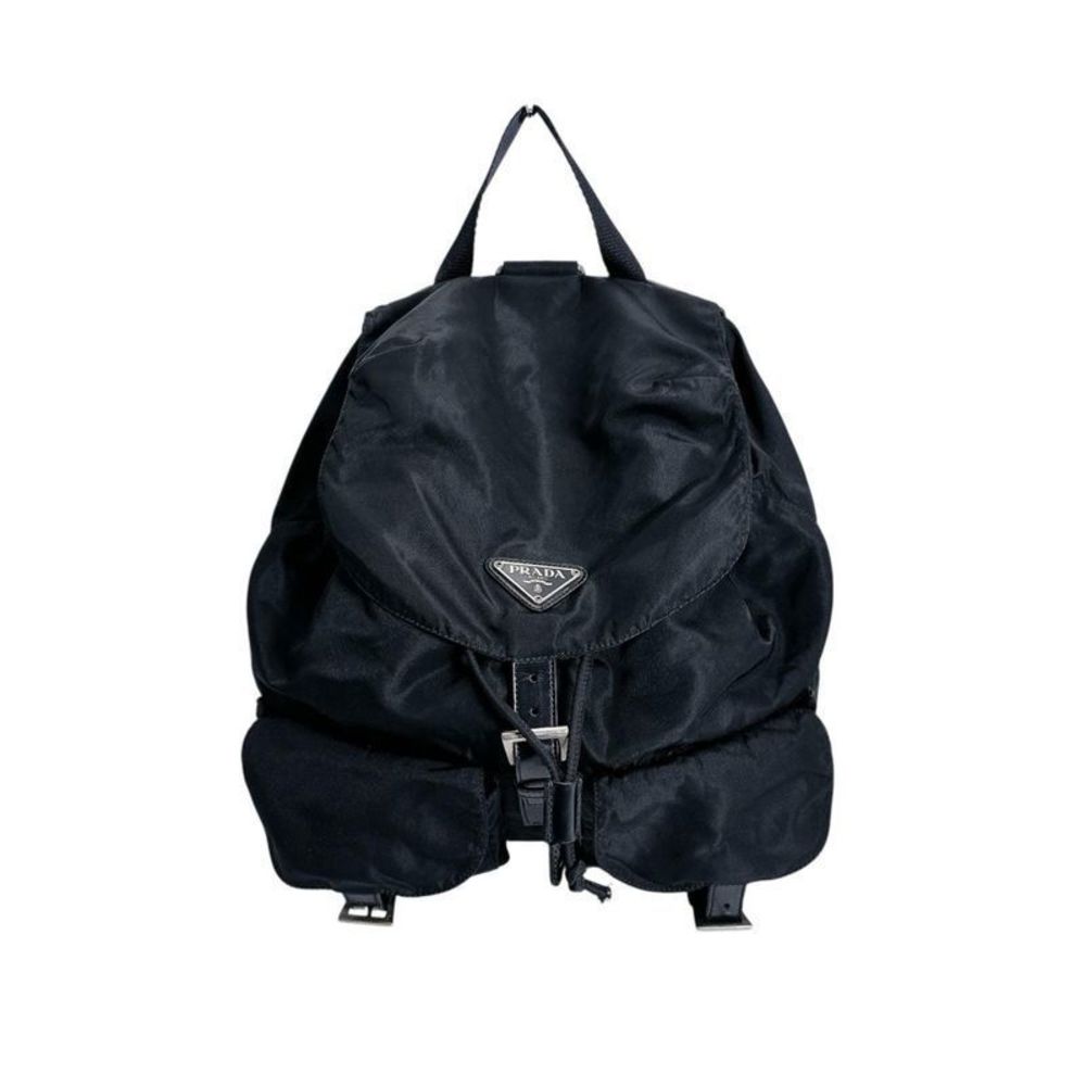 Prada Triangle Logo Backpack Daypack Prada Black - image 1